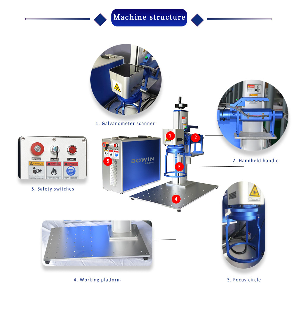  Fiber laser marker metal engraver for unmovable big metal objects